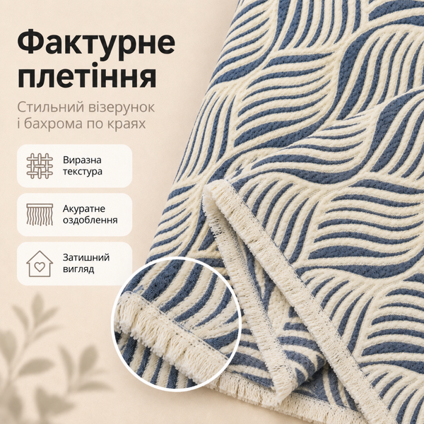 Плед-покривало двостороннє з 5-шарового мусліну 200&times;240 см, синій з хвилями mus-bla-002 фото