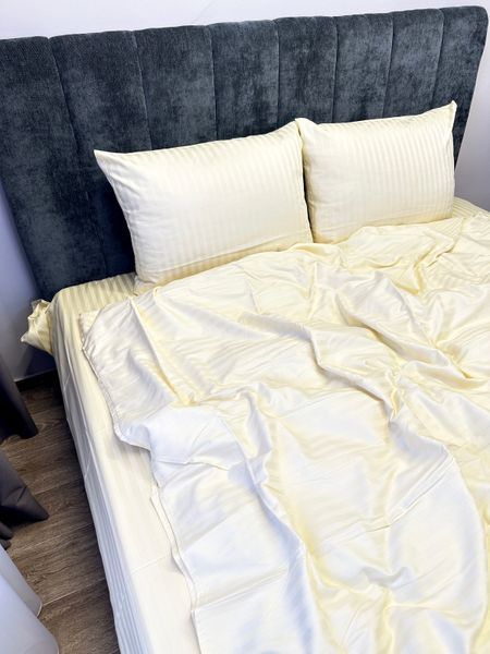 Постільна білизна півтораспальна 150&times;215 страйп сатин 100% бавовна, шампань, наволочки 50&times;70 str-sat-cha-0001 фото