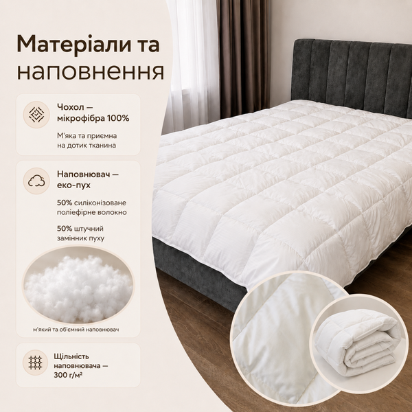 Одеяло ODA Эко-пух 175х210 см, микрофибра, 300 г/м&sup2; dow-sle-bla-002 фото